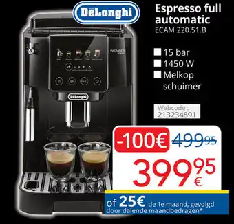 Eldi DeLonghi Espresso full automatic ECAM 220.51.B aanbieding