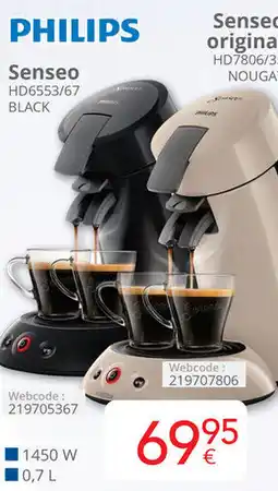 Eldi Philips Senseo original HD7806/35 NOUGAT of Senseo HD6553/67 BLACK aanbieding