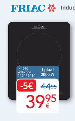 Eldi Friac Inductie kookplaat IK 1010 aanbieding