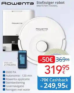 Eldi Rowenta Stofzuiger robot RR8797WH ANIMAL aanbieding