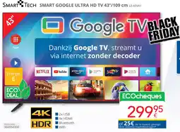 Eldi SMART TECH SMART GOOGLE ULTRA HD TV LE-43VA1 aanbieding