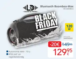 Eldi Bluetooth Boombox-Max BS-6000BLK aanbieding