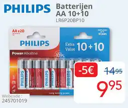 Eldi PHILIPS Batterijen AA 10+10 LR6P20BP10 aanbieding