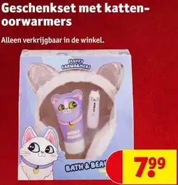 Kruidvat Geschenkset met katten oorwarmers aanbieding