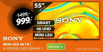 SONY MINI-LED 4K TV K-55XR59B 2025 BRAVIA 5