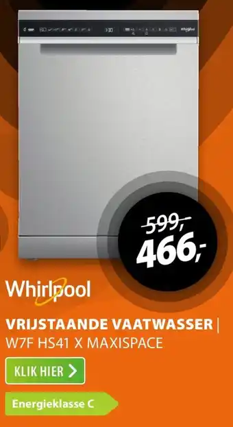 Whirlpool vrijstaande vaatwasser W7F HS41 X MAXISPACE