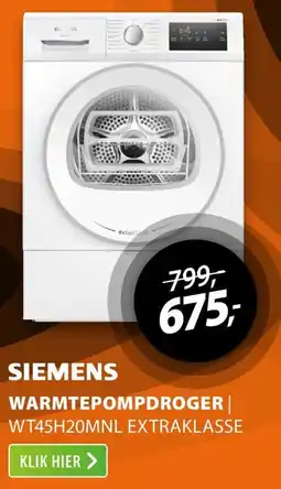 Expert Siemens warmtepompdroger WT45H20MNL EXTRAKLASSE aanbieding