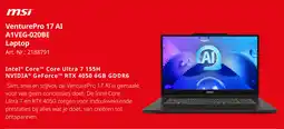 MediaMarkt msi VenturePro 17 AI A1VEG-020BE Laptop aanbieding