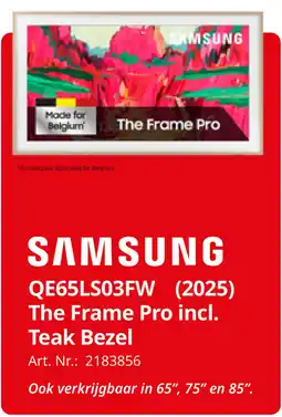 MediaMarkt Samsung QE65LS03FW 2025 The Frame Pro incl. Teak Bezel aanbieding