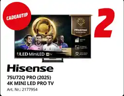 MediaMarkt Hisense 75U72Q Pro 2025 4K Mini Led Pro TV aanbieding