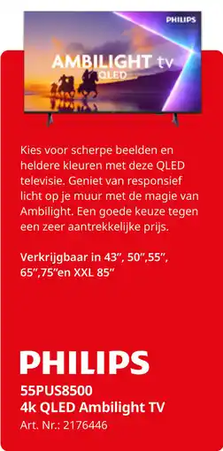 MediaMarkt Philips 55PUS8500 4K Qled Ambilight TV aanbieding