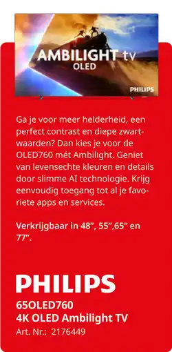 MediaMarkt Philips 650LED760 4K OLED Ambilight TV aanbieding