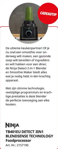 MediaMarkt Ninja TB401EU Detect 3-in-1 Blendsense Technology Foodprocessor aanbieding
