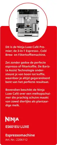 MediaMarkt Ninja ES601EU Luxe Espressomachine aanbieding