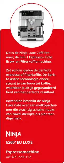 MediaMarkt Ninja ES601EU Luxe Espressomachine aanbieding