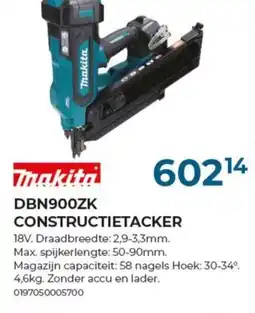 Meno Makita constructietacker DBN900ZK aanbieding