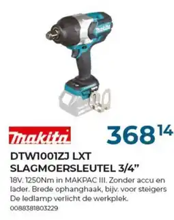 Meno Makita slagmoersleutel 3/4" DTW1001ZJ LXT aanbieding