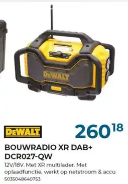 Meno DeWalt bouwradio XR DAB+ DCR027-QW aanbieding