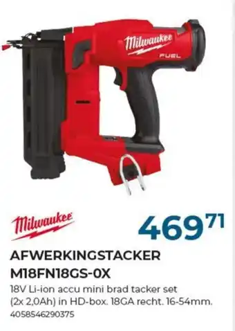 Milwaukee afwerkingstacker M18FN18GS-OX