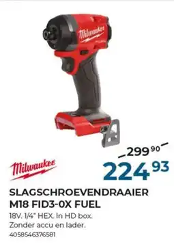 Meno Milwaukee slagschroevendraaier M18 FID3-0X fuel aanbieding