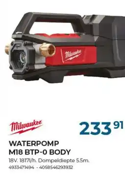 Meno Milwaukee waterpomp M18 BTP-0 BODY aanbieding