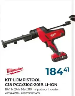 Meno Milwaukee kit-lijmpistool li-ion C18 PCG/310C-201B aanbieding