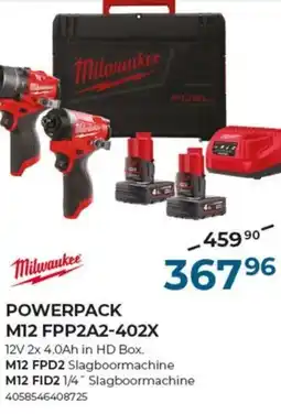 Meno Milwaukee powerpack M12 FPP2A2-402X aanbieding