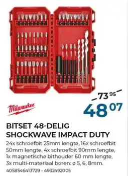 Meno Milwaukee bitset 48-delig shockwave impact duty aanbieding