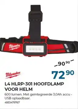 Meno Milwaukee l4 hlrp-301 hoofdlamp voor helm aanbieding