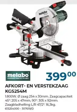 Meno Metabo afkort- en verstekzaag KGS254M aanbieding