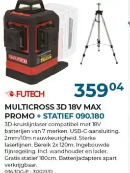 Meno Futech multicross 3D 18V max promo + statief 090.180 aanbieding