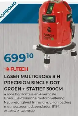 Meno Futech laser multicross 8 h precision single dot groen + statief 300cm aanbieding