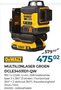 Meno Dewalt multilijnlaser groen DCLE34031D1-QW aanbieding