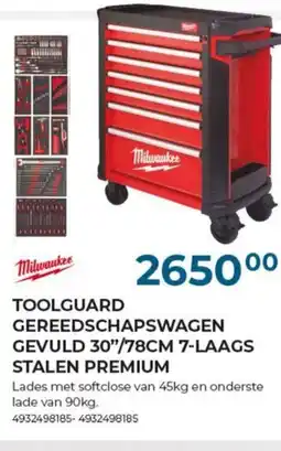 Meno Milwaukee toolguard gereedschapswagen gevuld 30"/78cm 7-laags stalen premium aanbieding