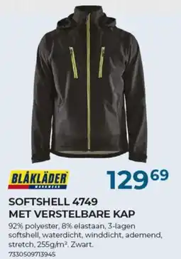 Meno Blåkläder softshell 4749 met verstelbare kap aanbieding