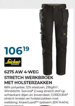 Meno Snickers 6275 aw 4-weg stretch werkbroek met holsterzakken aanbieding