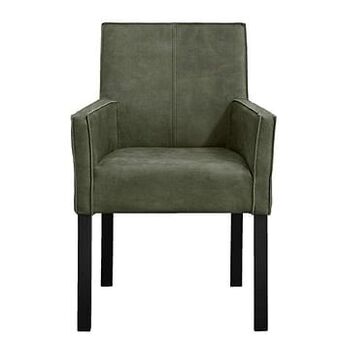 Leen Bakker Eetkamerstoel Casey met armleuning - microleder - groen - Leen Bakker aanbieding