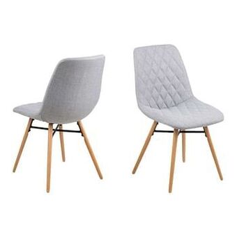 Leen Bakker Eetkamerstoel Jerup - stof - grijs (2 stuks) - Leen Bakker aanbieding