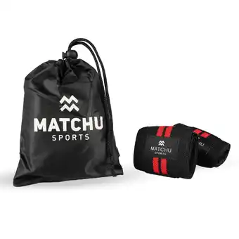 Decathlon Wrist wraps - 2 stuks - elastisch - 40cm x 8cm - zwart/rood aanbieding