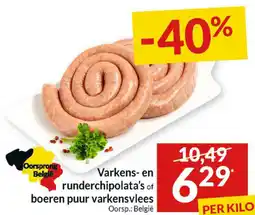 Intermarché Varkens- en runderchipolata's of boeren puur varkensvlees aanbieding