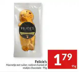 Intermarché Felicie's Mannetje met suiker, rozijnen/kaneel of stukjes chocolade aanbieding