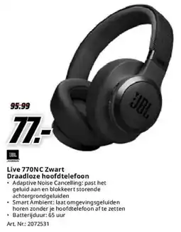 MediaMarkt JBL Live 770NC Zwart Draadloze hoofdtelefoon aanbieding