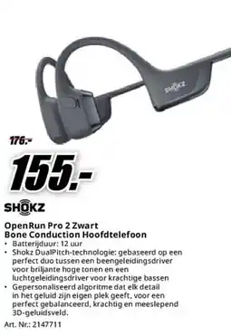 MediaMarkt Shokz Open Run Pro 2 Zwart Bone Conduction Hoofdtelefoon aanbieding
