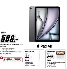 MediaMarkt iPad Air 11 WI-FI 128GB - SG iPadOS aanbieding