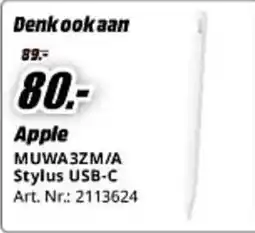 MediaMarkt Apple MUWA3ZM/A Stylus USB-C aanbieding