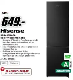 MediaMarkt Hisense RB440N4AFA Koel-vriescombinatie aanbieding