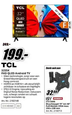 MediaMarkt TCL 32S5K FHD QLED Android TV aanbieding