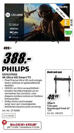MediaMarkt Philips 55PUS7000 4K Ultra HD Smart TV aanbieding