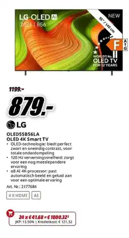 MediaMarkt LG OLED55B56LA OLED 4K Smart TV aanbieding