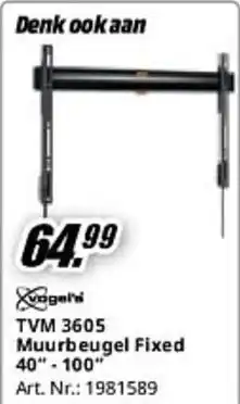 MediaMarkt TVM 3605 Muurbeugel Fixed 40"-100" aanbieding